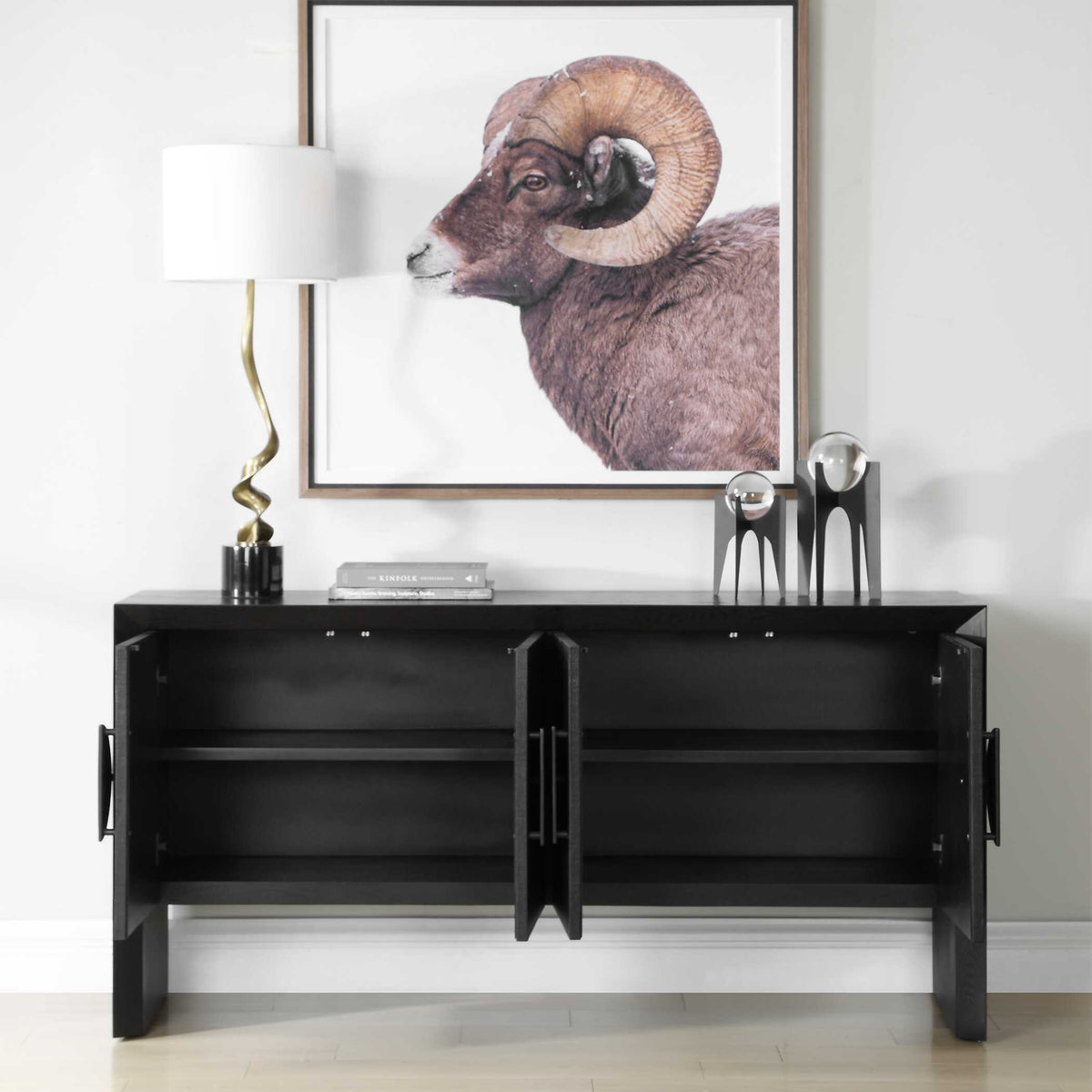 Williams 4 Door Cabinet - Black by Uttermost - View 4