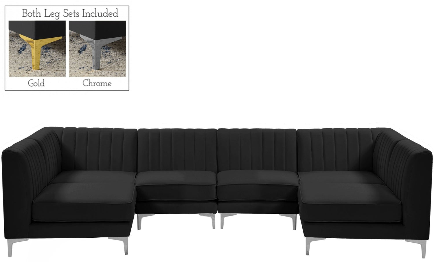 Alina - Modular Sectional 6 Piece - Black - Fabric | Home Elegance USA