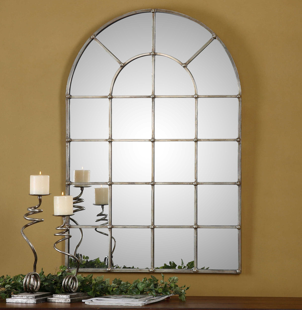 Barwell Arch Window Mirror - Silver by Uttermost - View 5