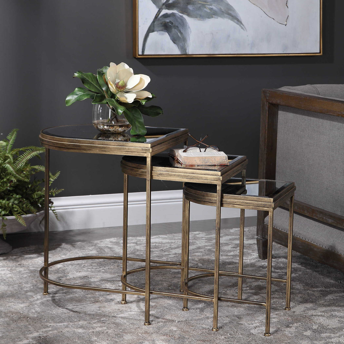 India Nesting Tables (Set of 3) Light Brown & Black - Light Brown / Black by Uttermost - View 6