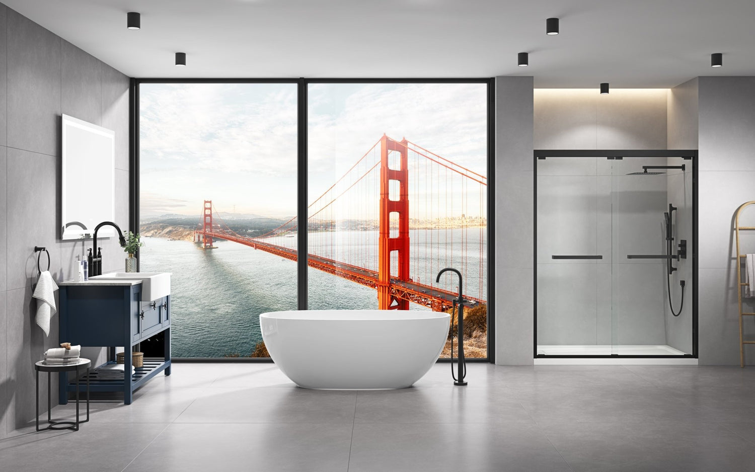 60 in. W x 76 in. HSliding Framed Shower Door in Black Finish with Clear Glass | Home Elegance USA