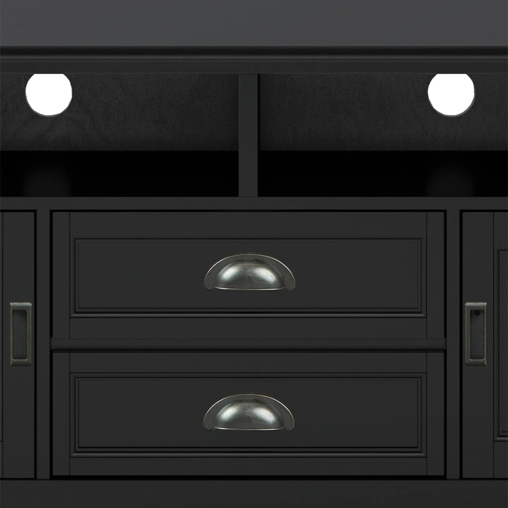 Burlington 72 inch Wide Solid Wood TV Stand in Black For TVs up to 80 inches - sold by Home Elegance USA