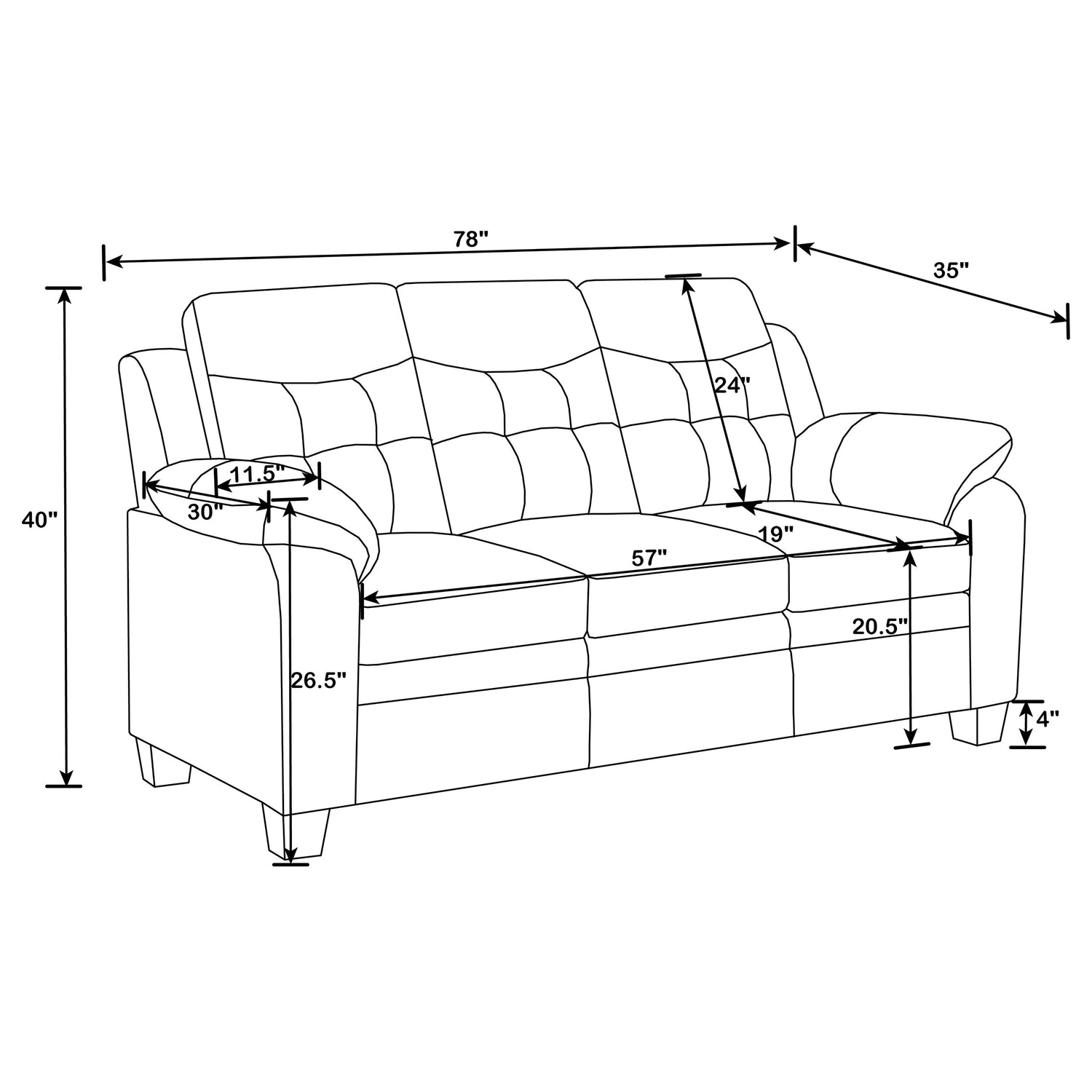 Sofa - Finley Tufted Upholstered Sofa Black
