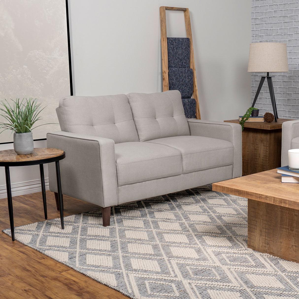 Loveseat  - Bowen Upholstered Track Arms Tufted Loveseat Beige
