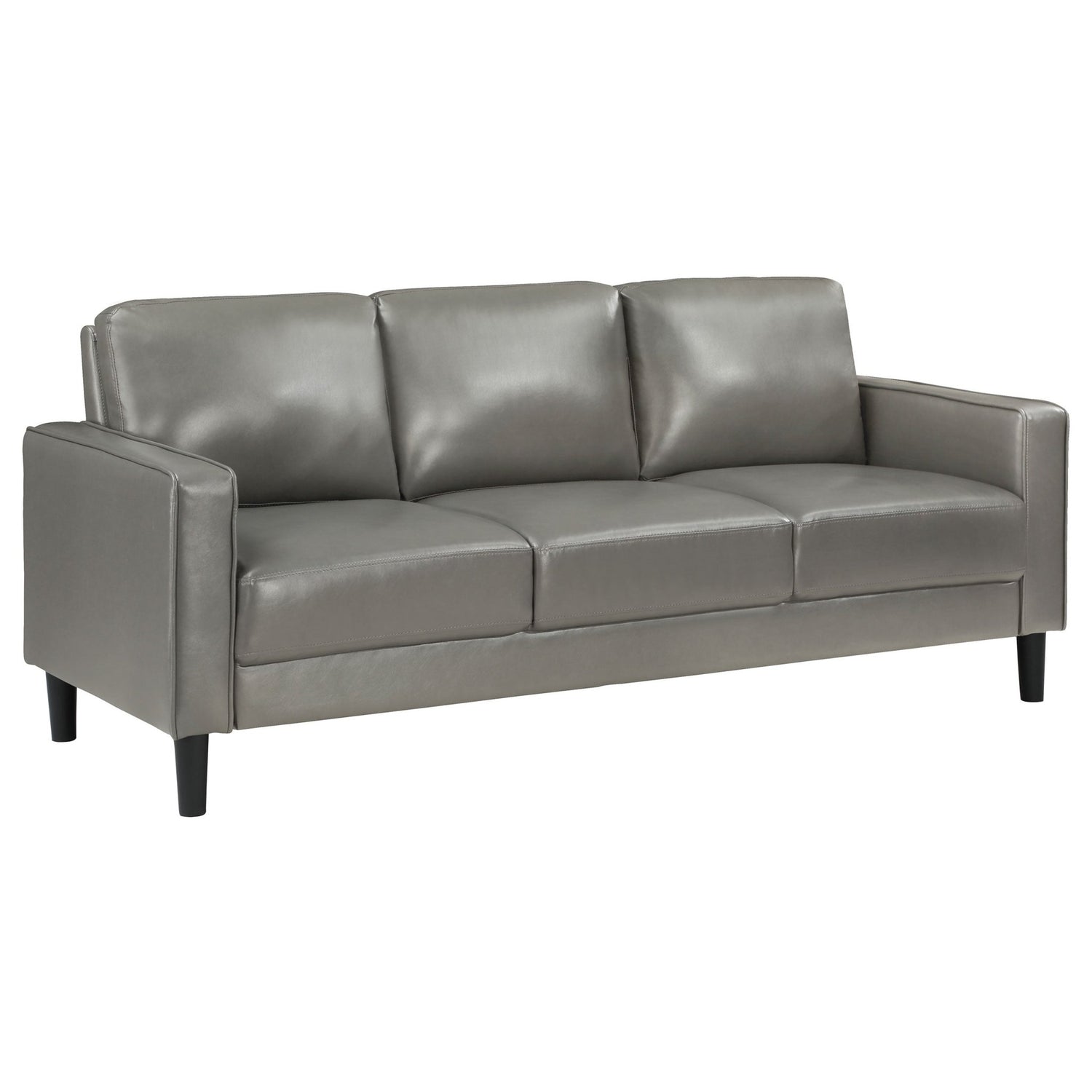 Sofa 2 Pc Set - Ruth 2-piece Upholstered Track Arm Faux Leather Sofa Set Grey