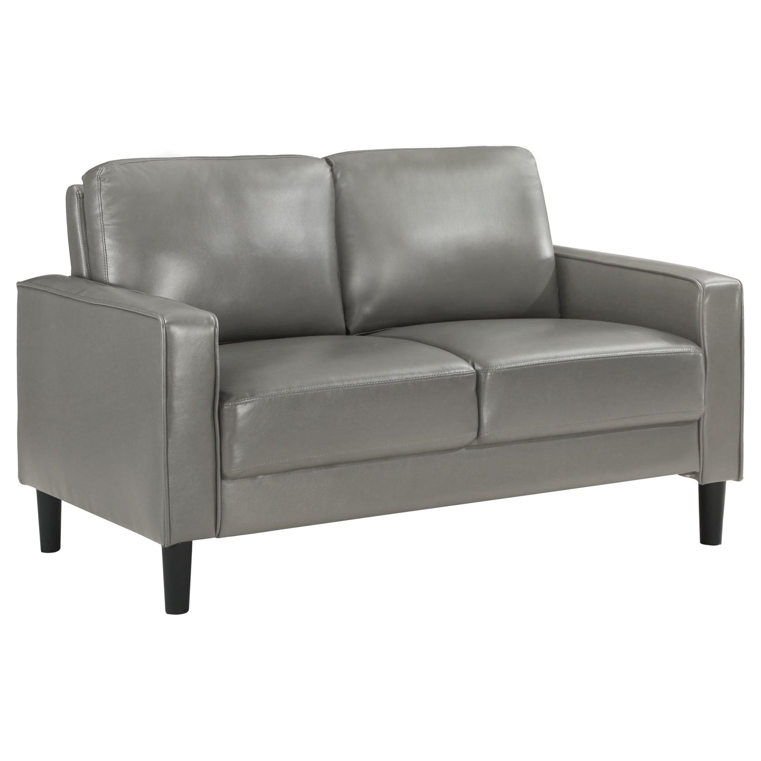 Sofa 3 Pc Set - Ruth 3-piece Upholstered Track Arm Faux Leather Sofa Set Grey