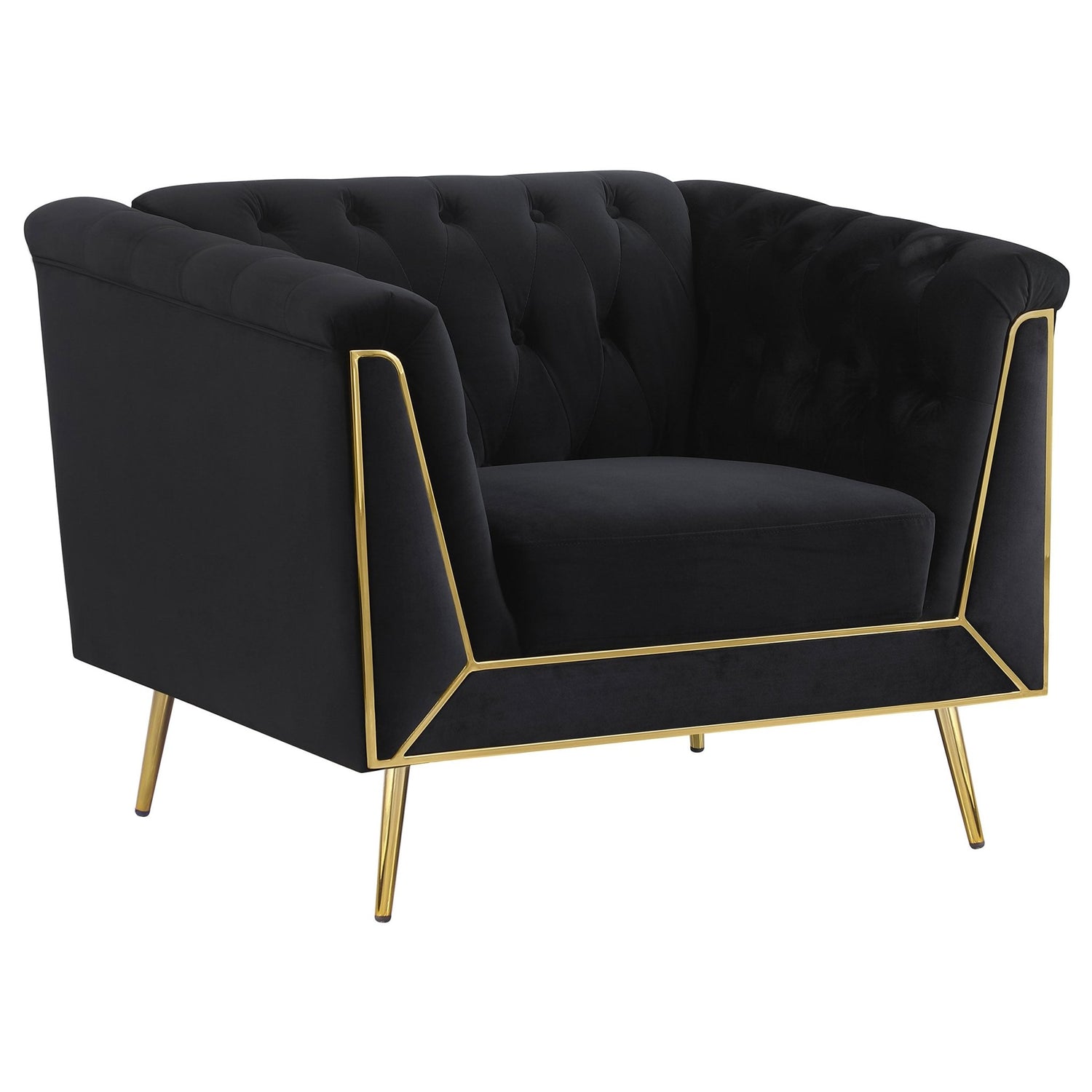 Holly 3 - piece Tuxedo Arm Tufted Back Living Room Set Black | Coaster | Home Elegance USA