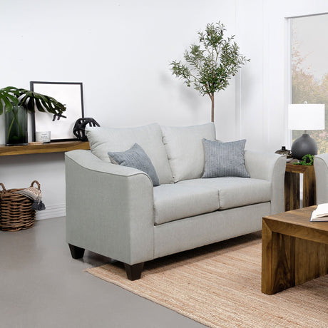 Loveseat - Salizar Upholstered Track Arm Fabric Loveseat Grey Mist