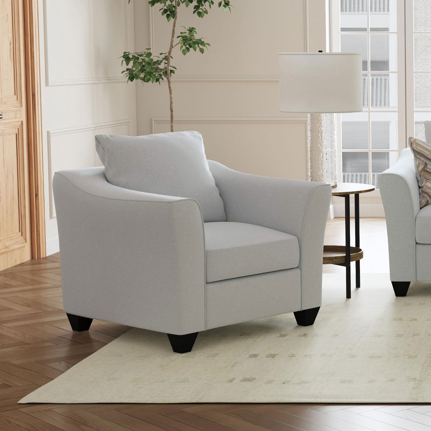 Chair - Salizar Upholstered Track Arm Fabric Accent Chair Grey Mist