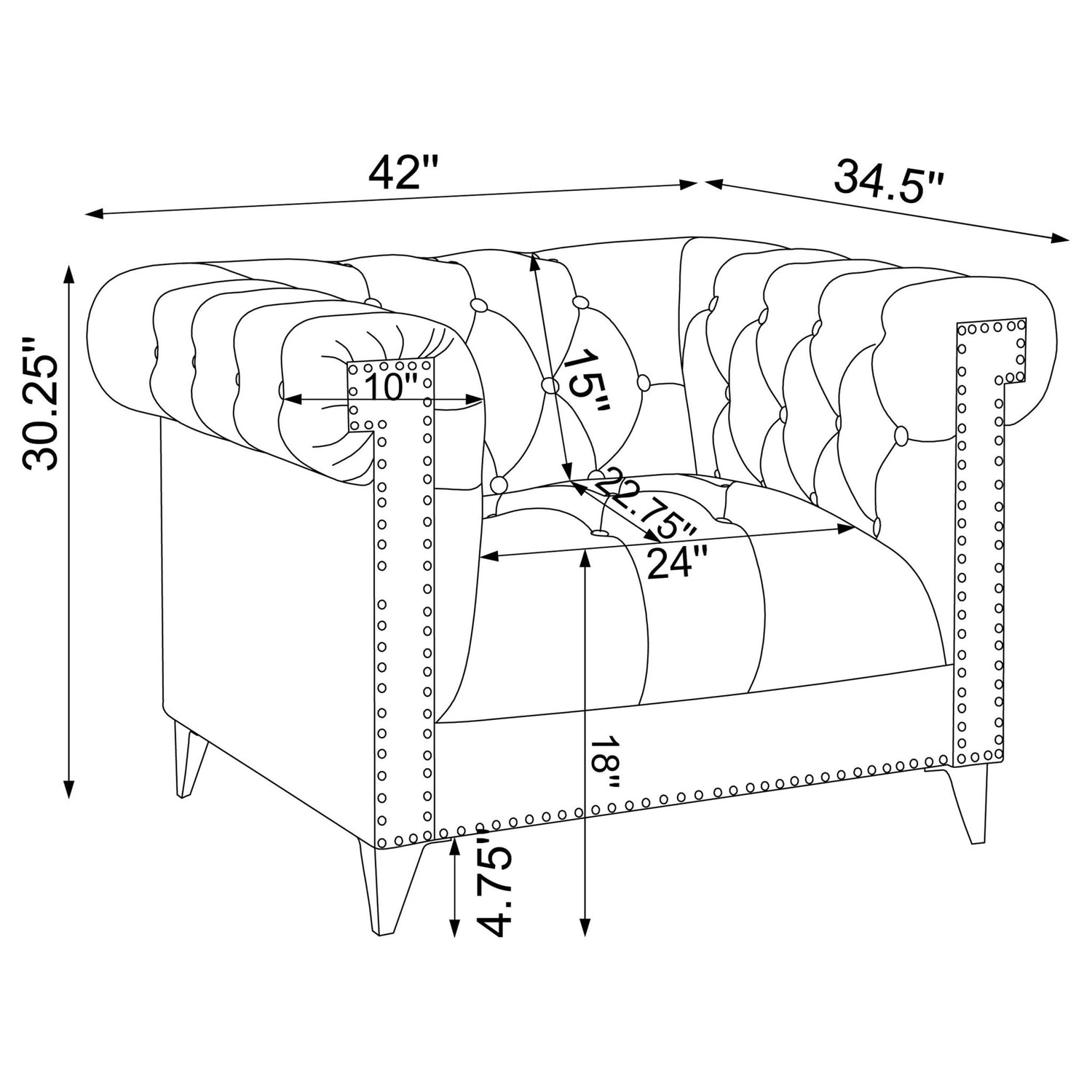Bleker 3 - piece Tuxedo Arm Living Room Set Blue | Coaster | Home Elegance USA