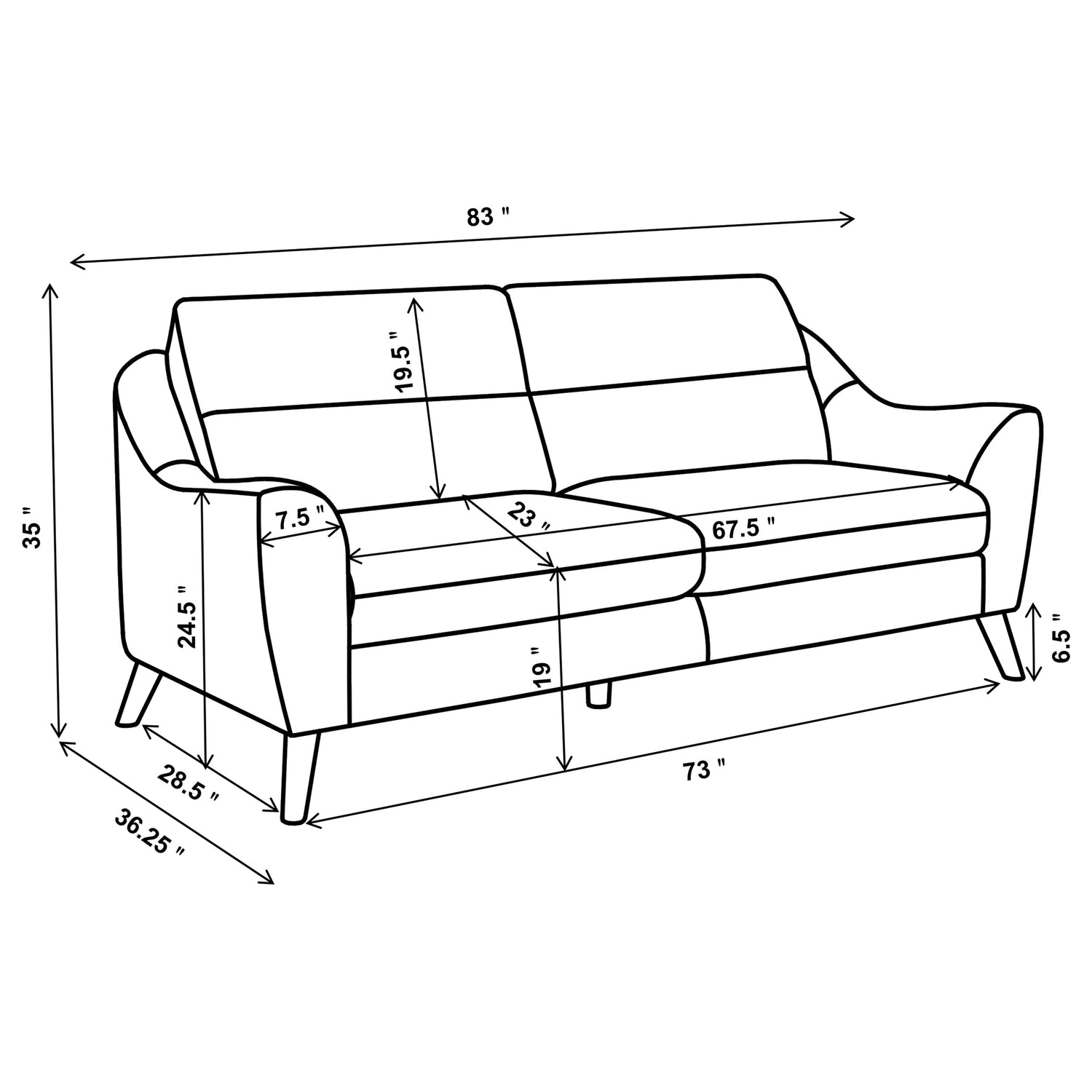 Sofa  - Gano Sloped Arm Upholstered Sofa Navy Blue