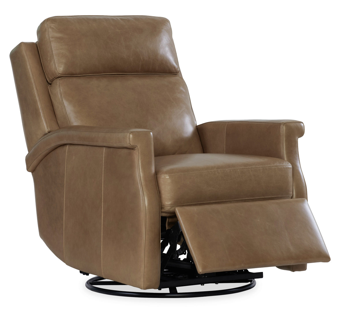 Kaufman ZG Swivel Power Recliner With Pop-Up Headrest - Light Brown by Hooker Furniture - View 4