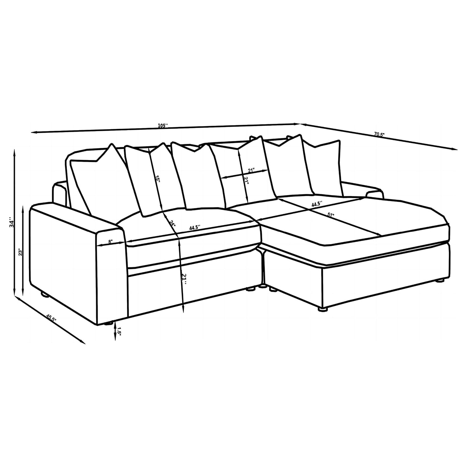 Blaine Upholstered Reversible Sectional Fog | Coaster | Home Elegance USA