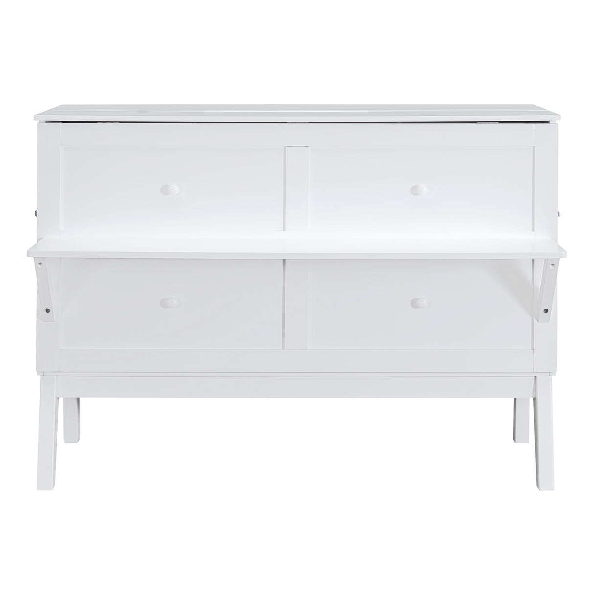 Queen Size Murphy Bed with USB Port and removable Shelves on Each Side,White - Home Elegance USA