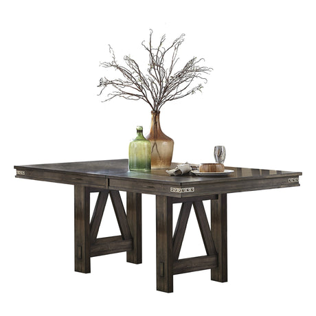 Brown Finish Rustic Look 1pc Dining Table with Butterfly Extension Leaf Solid Rubberwood Dining Furniture | Home Elegance USA