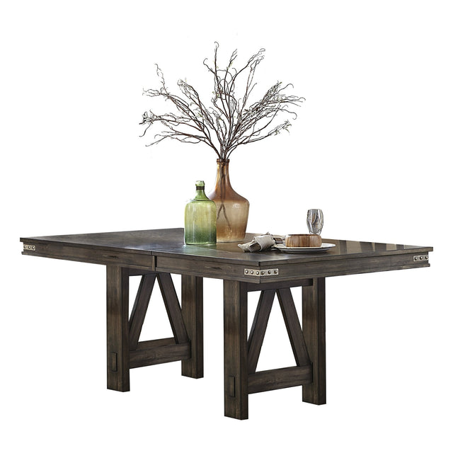 Brown Finish Rustic Look 1pc Dining Table with Butterfly Extension Leaf Solid Rubberwood Dining Furniture | Home Elegance USA