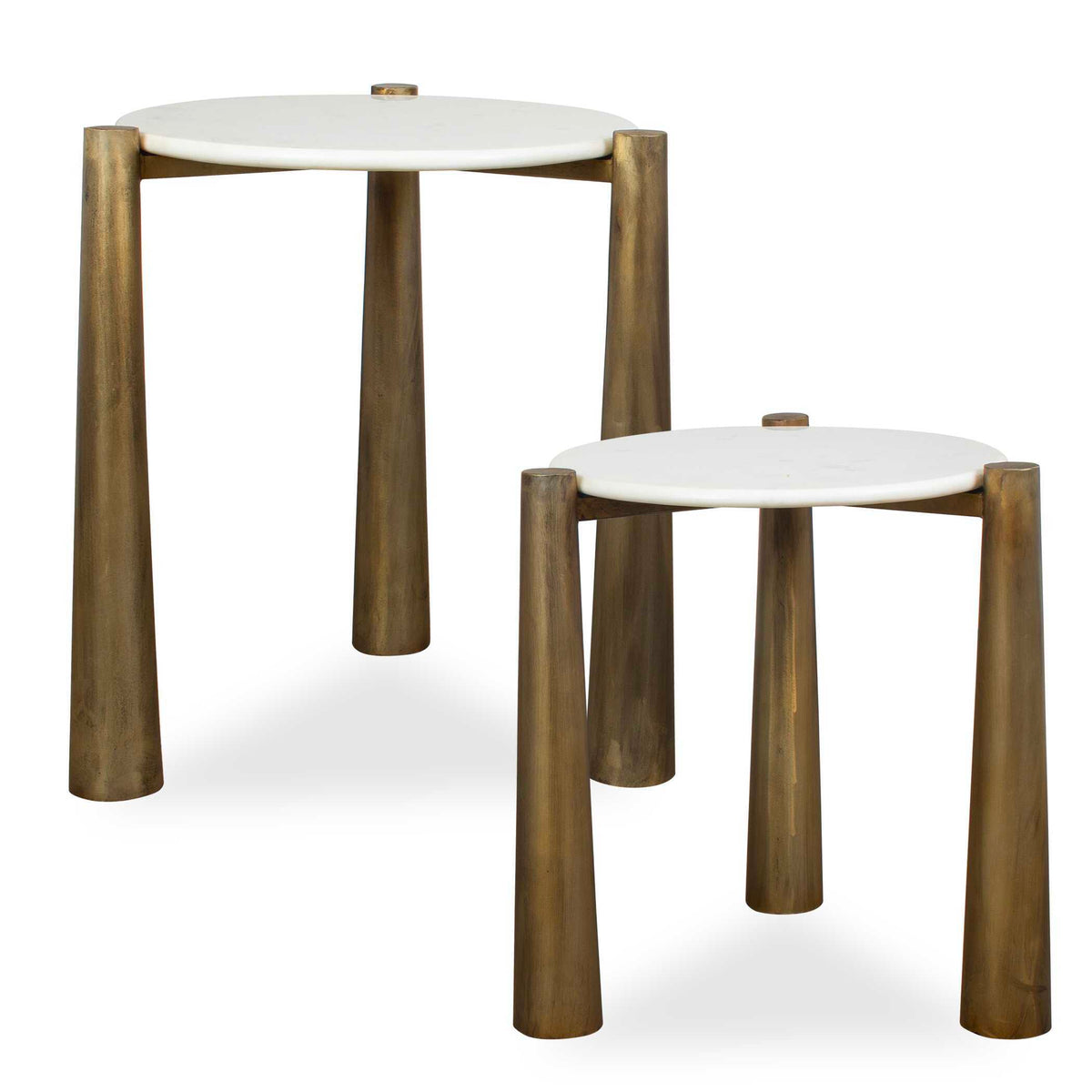 Claridge Marble Nesting Tables (Set of 2) - Bronze / White by Uttermost - View 1