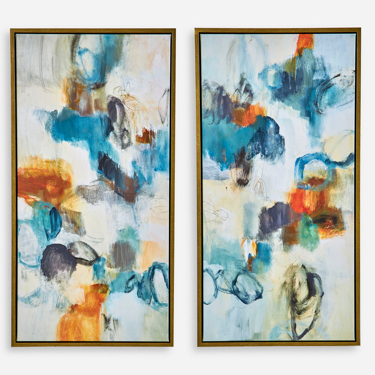 Casual Moments Framed Abstract Art (Set of 2) - Blue by Uttermost - View 1
