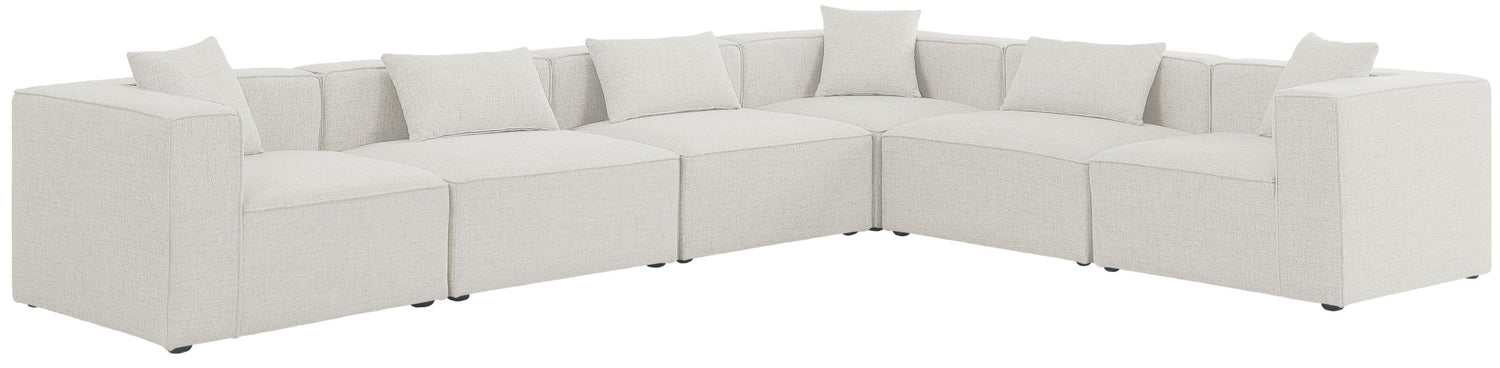 Cube - Modular Sectional 6 Piece - Cream - Fabric - Modern & Contemporary | Home Elegance USA