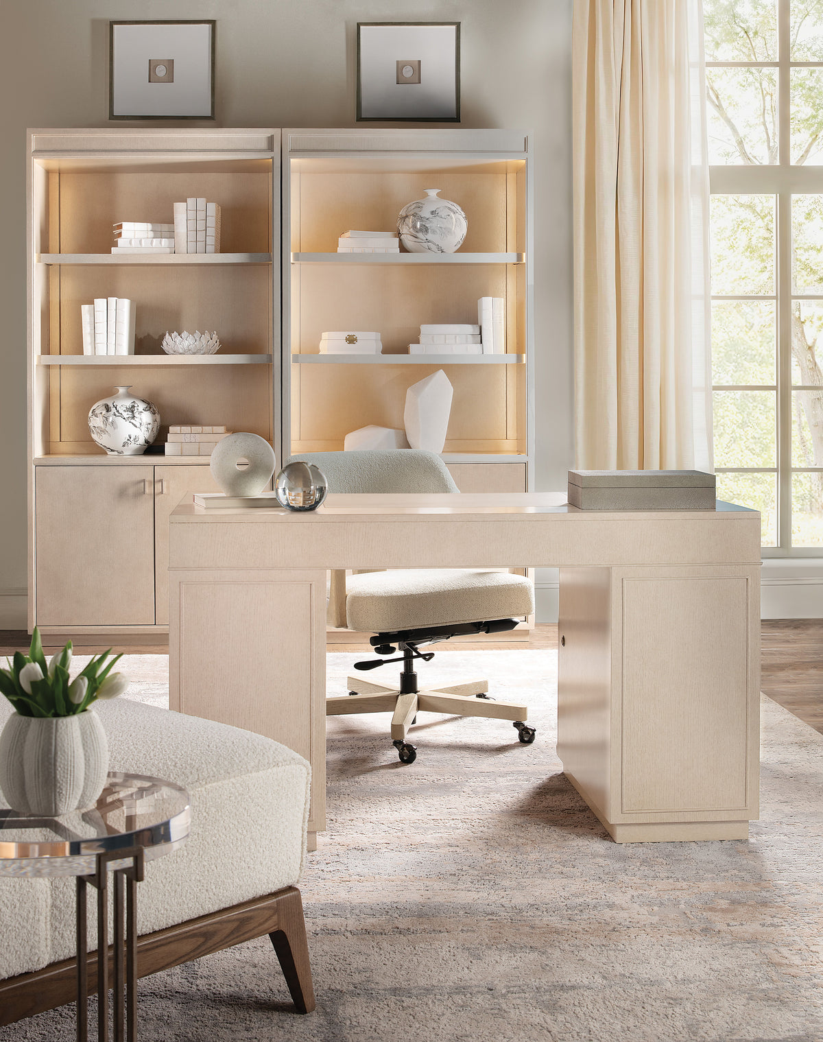 Knee-Hole Desk Polished Limestone - Beige by Hooker Furniture - View 4
