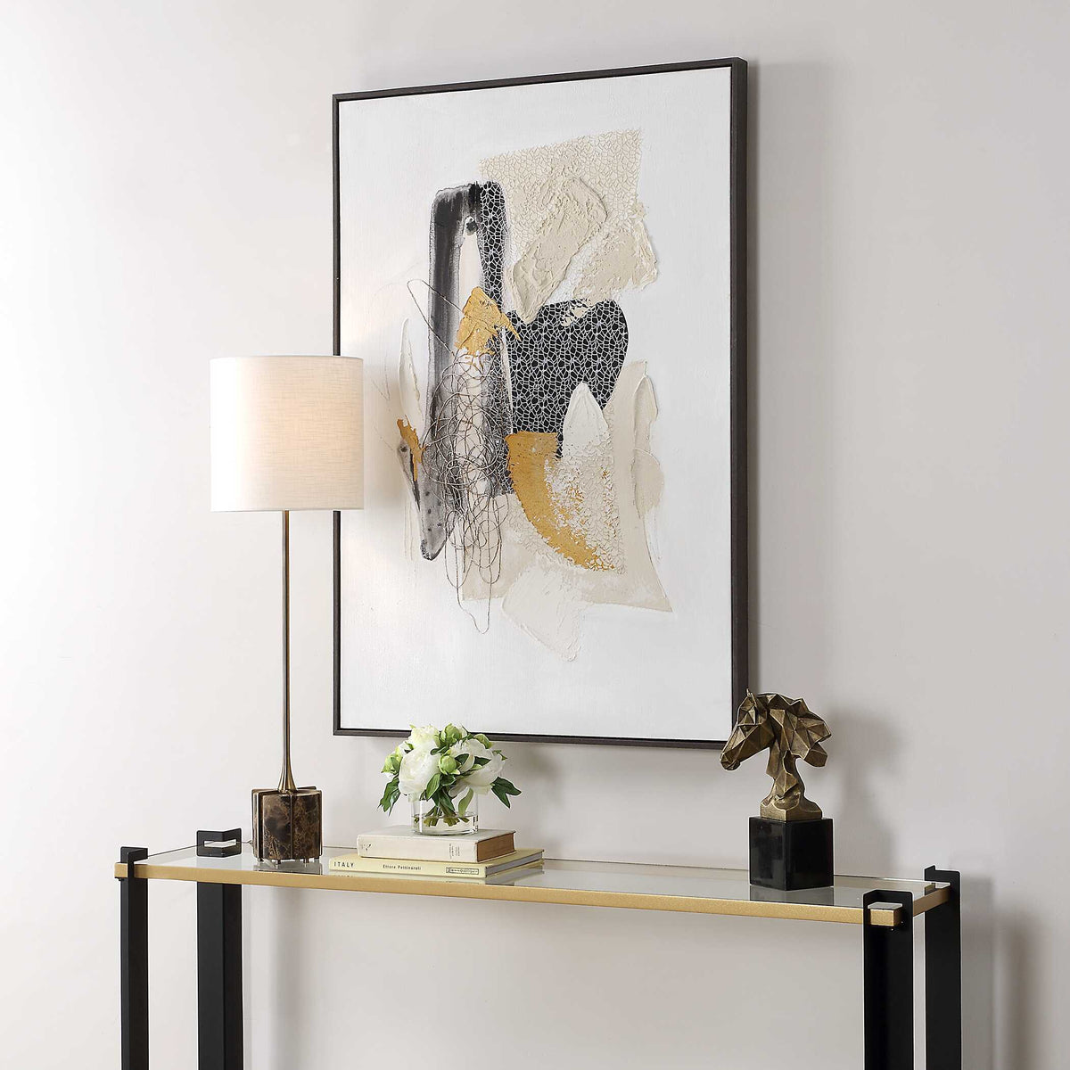 Scatter Abstract Hand Painted Canvas Art - Black by Uttermost - View 3