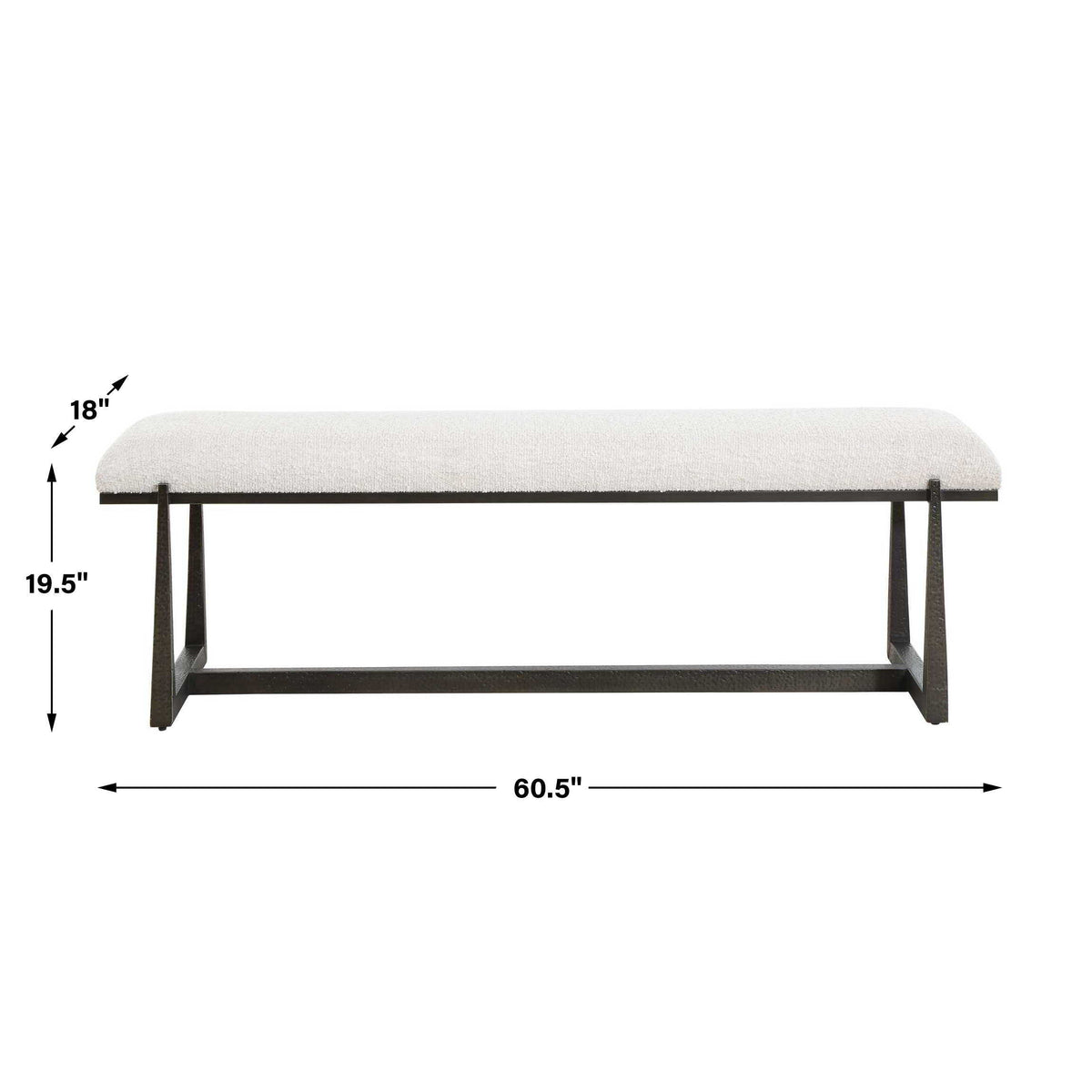Midas Long Bench - Black / White by Uttermost - View 7