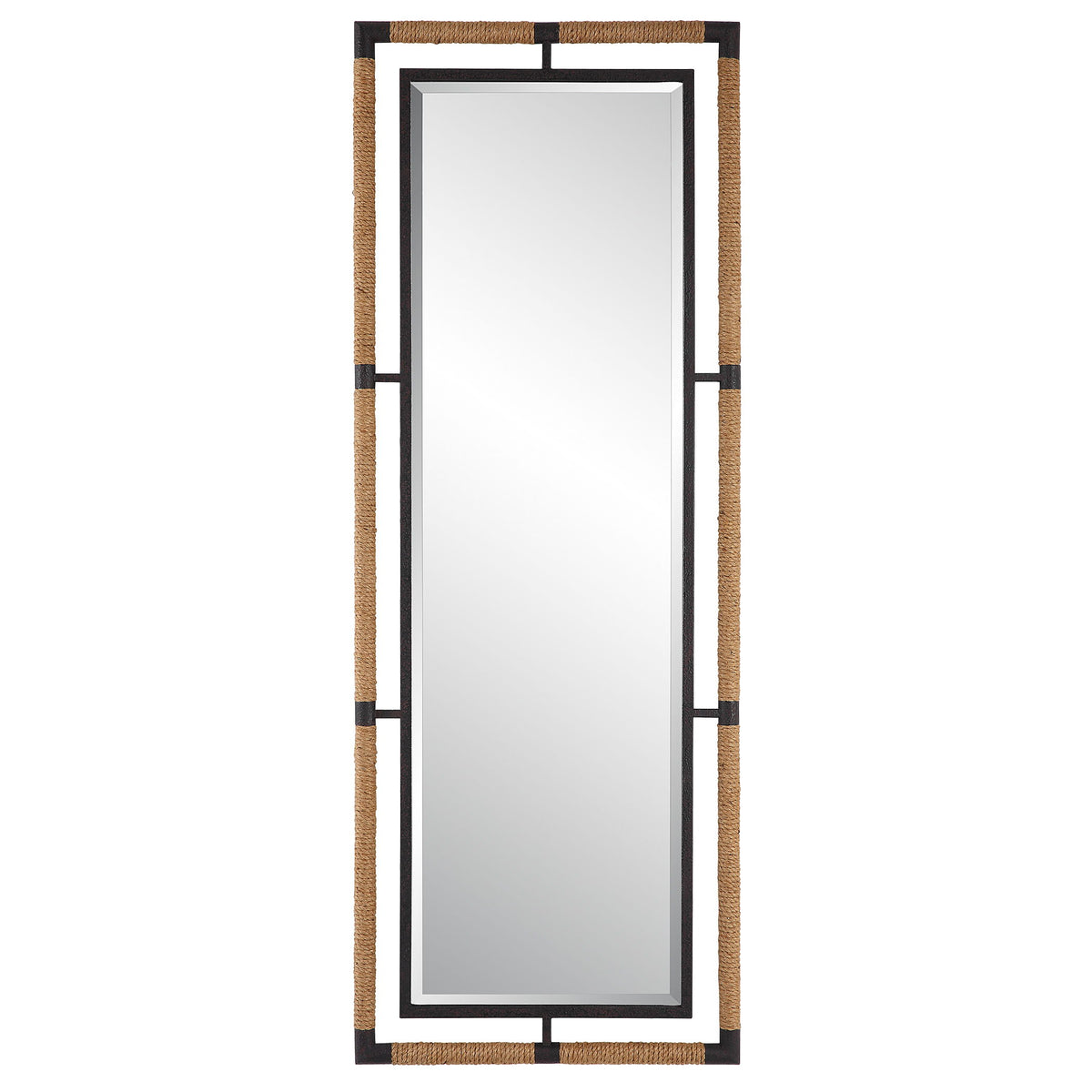 Melville Iron & Rope Tall Mirror - Silver / Light Brown by Uttermost - View 1