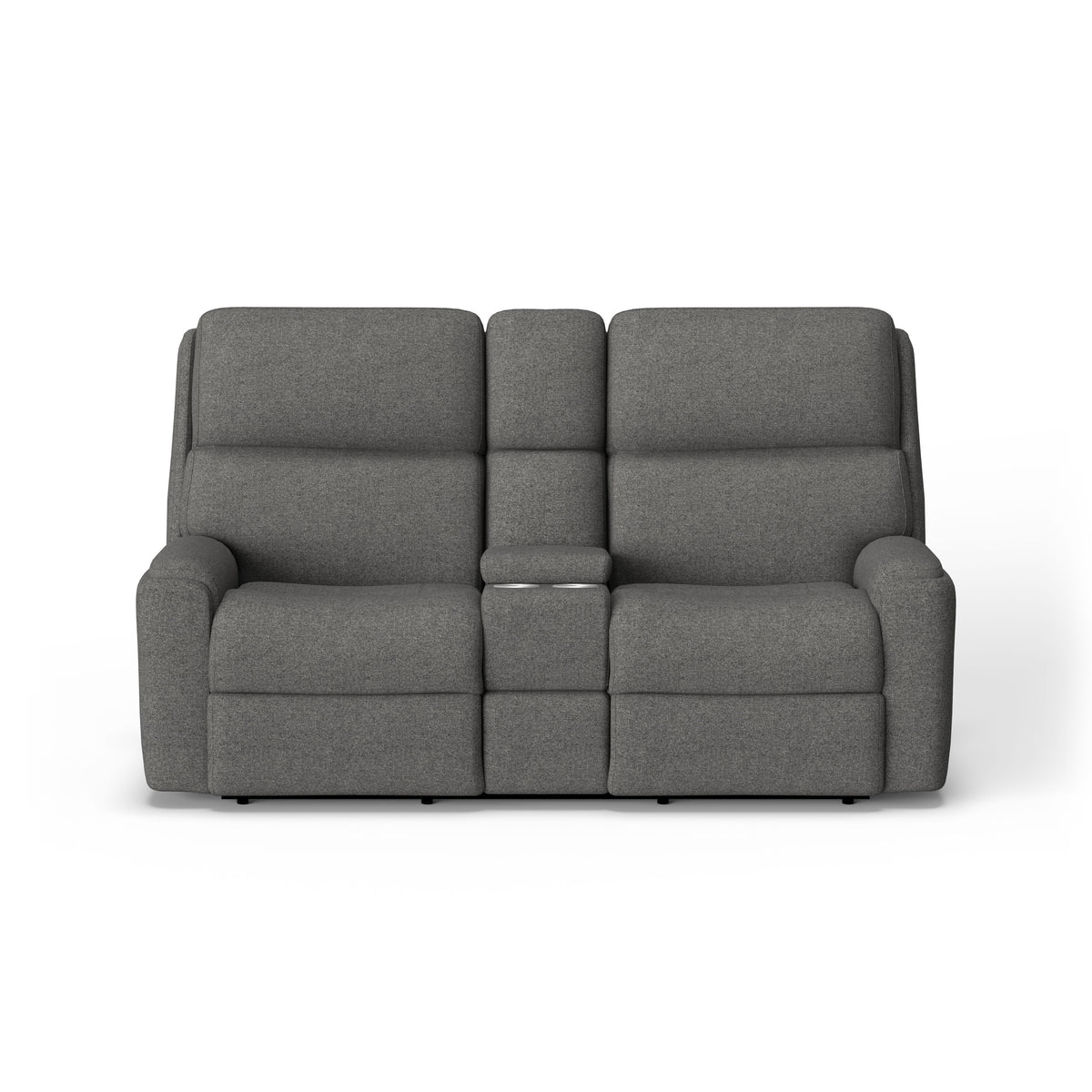 Rio Transitional Fabric Power Reclining Loveseat With Console & Power Headrests | Flexsteel