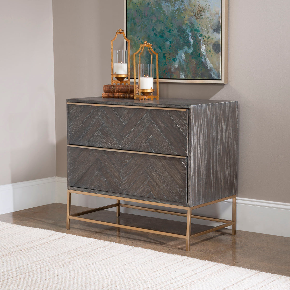 Armistead Drawer Chest Dark Walnut - Dark Brown / Yellow by Uttermost - View 4