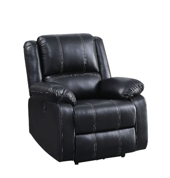 Acme - Zuriel Power Motion Recliner W/USB 52288 Black Synthetic Leather