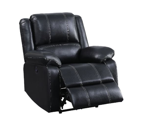 Acme - Zuriel Power Motion Recliner W/USB 52288 Black Synthetic Leather