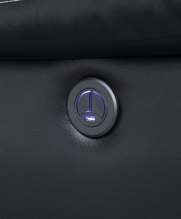 Acme - Zuriel Power Motion Recliner W/USB 52288 Black Synthetic Leather