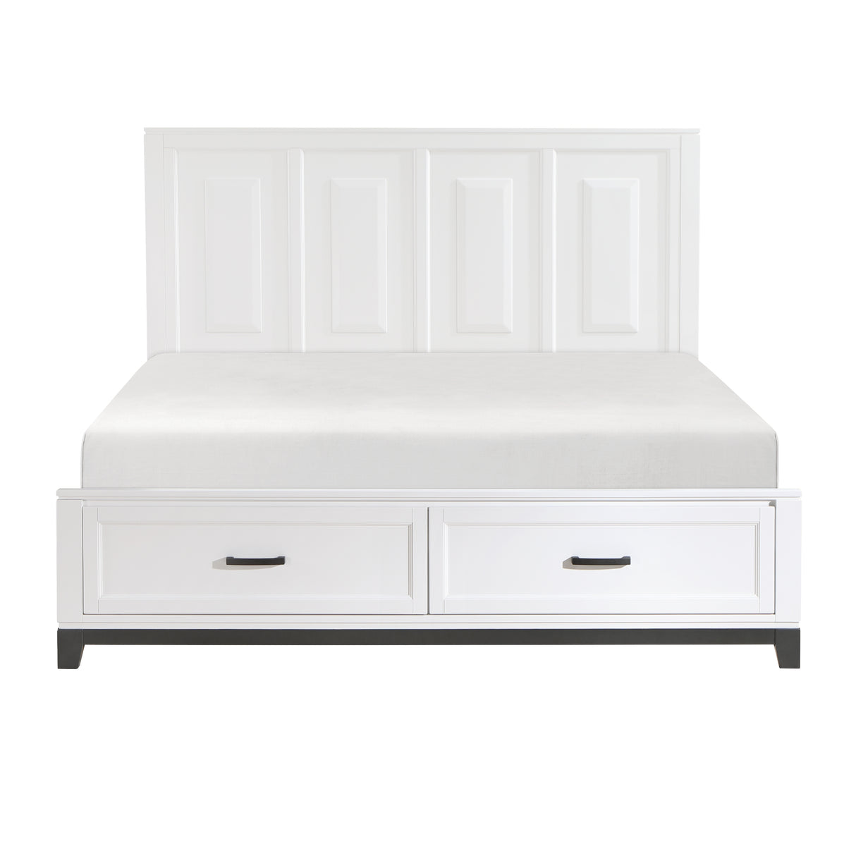 White Finish California King Platform Bed with Storage Drawers Wooden Bedroom Furniture 1pc
