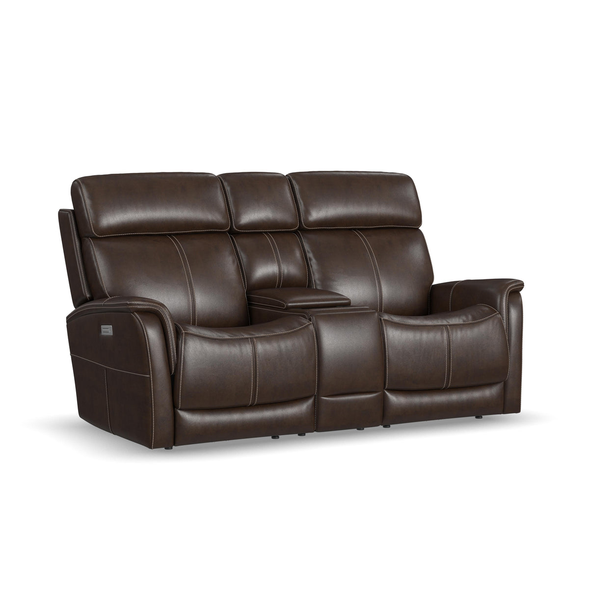 View Power Reclining Loveseat With Console, Power Headrest & Lumbar - Dark Brown | Flexsteel