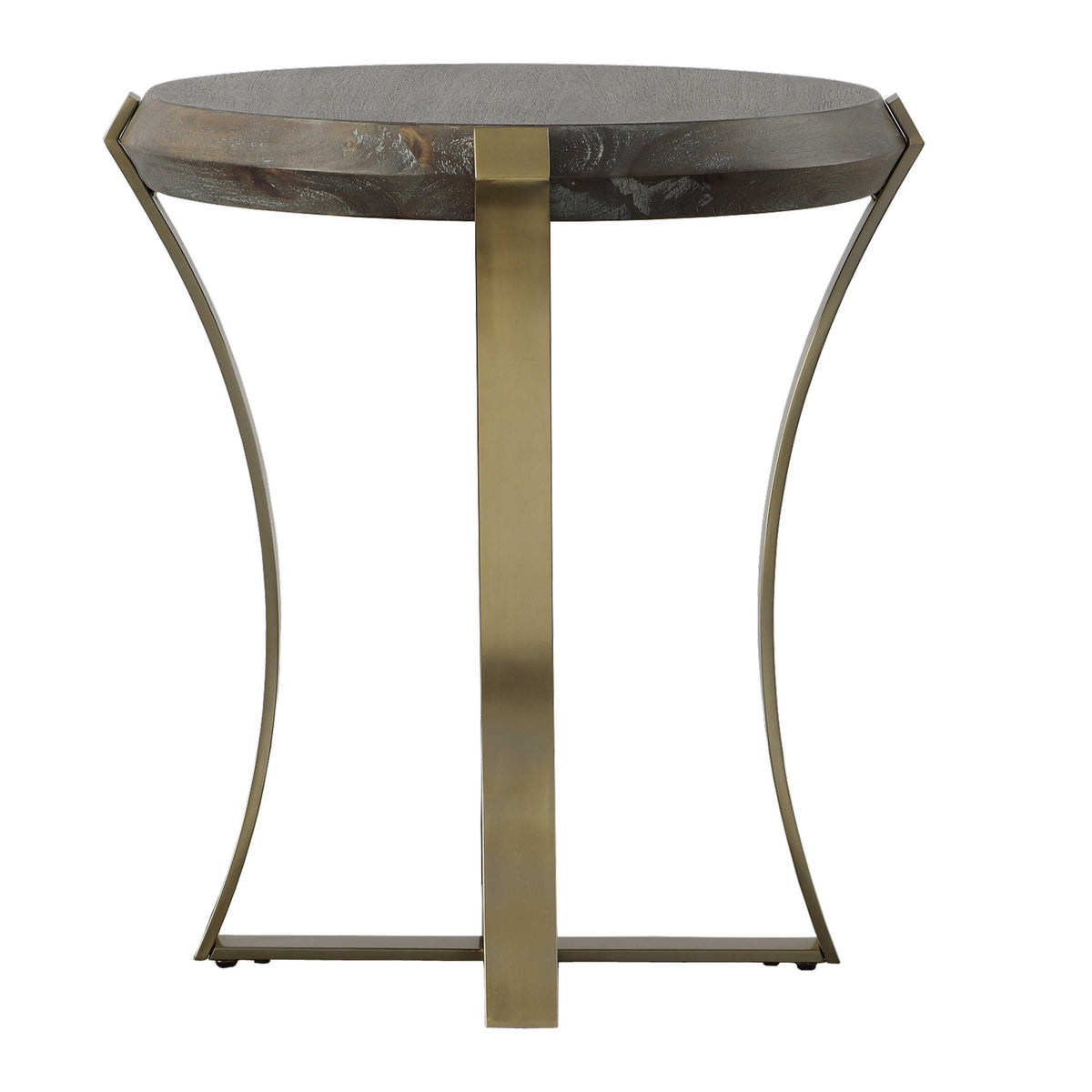 Unite Brass Leg Wood Side Table - Dark Brown / Yellow by Uttermost - View 3