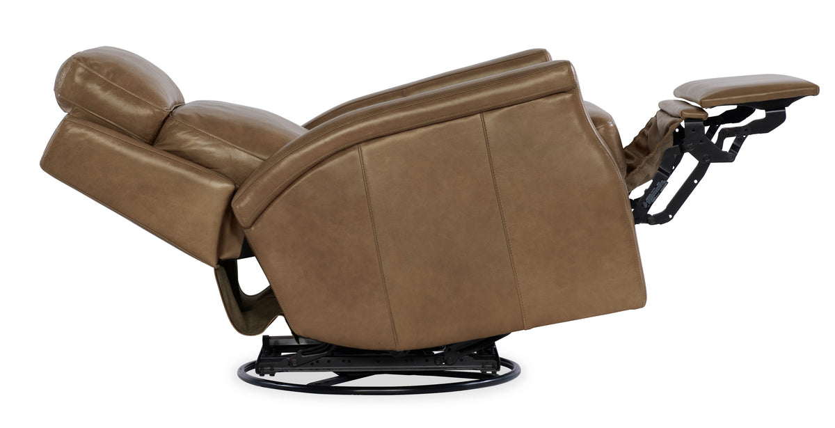 Kaufman ZG Swivel Power Recliner With Pop-Up Headrest - Light Brown by Hooker Furniture - View 9