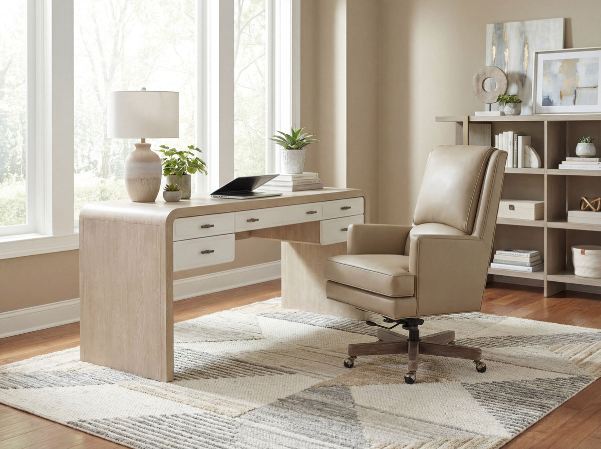 Wright Executive Swivel Tilt Chair - Beige / Dark Brown by Hooker Furniture - View 2