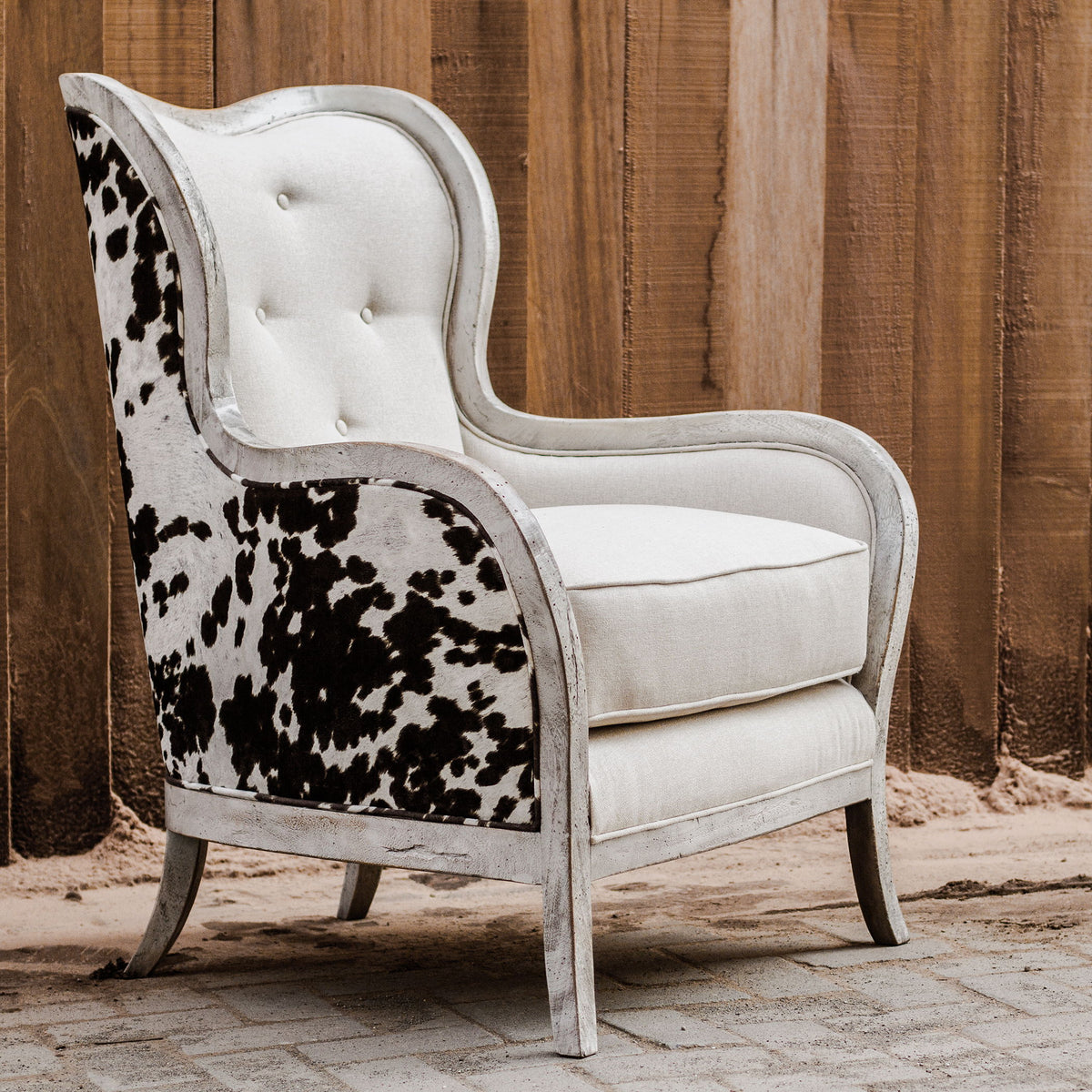 Chalina High Back Armchair - White / Dark Brown by Uttermost - View 2