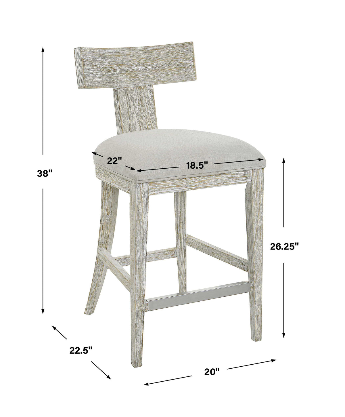Idris Counter Stool White - Beige by Uttermost - View 9