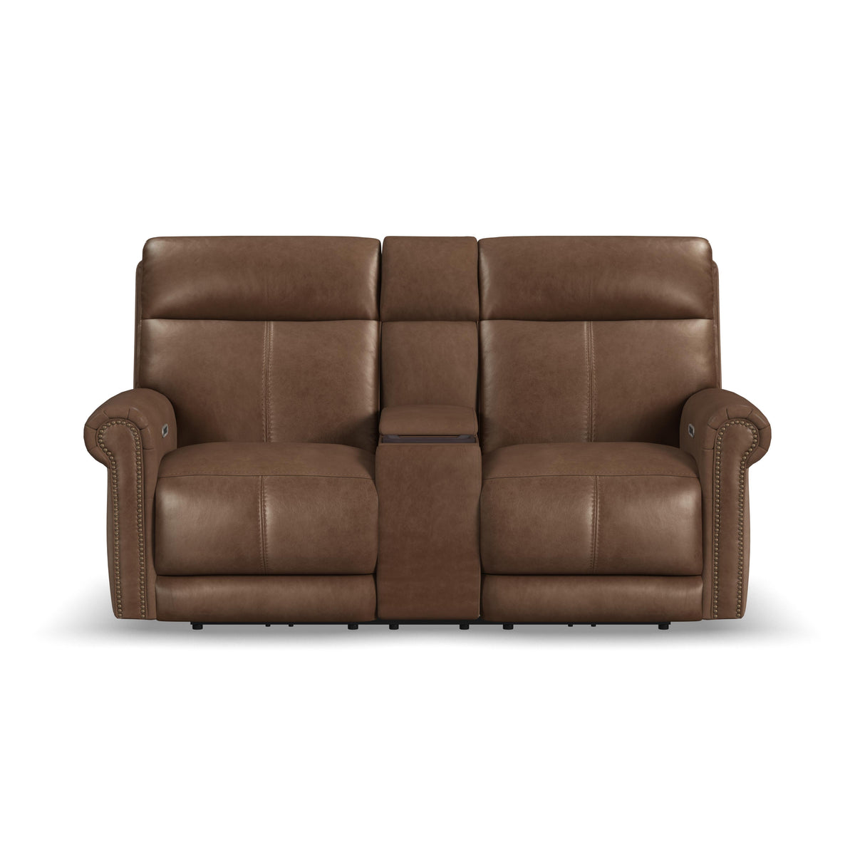Alexander Power Reclining Loveseat With Console, Power Headrest & Lumbar - Khaki Brown | Flexsteel