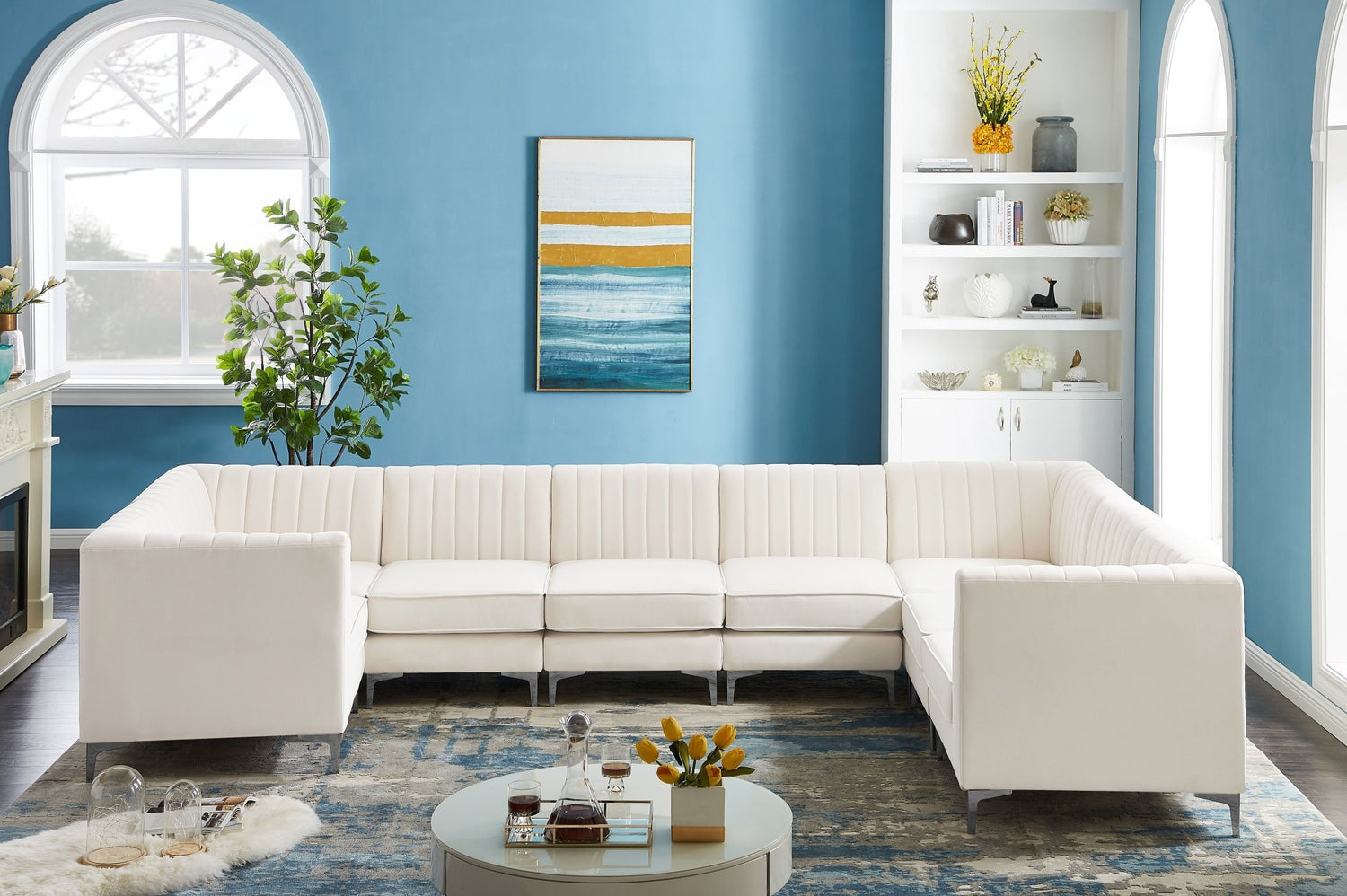 Alina - Modular Sectional 8 Piece - Cream - Fabric | Home Elegance USA