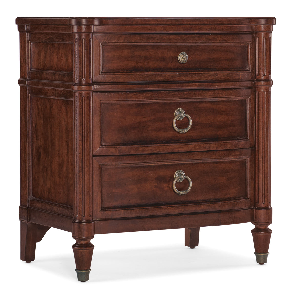 Charleston Three-Drawer Nightstand - Dark Brown by Hooker Furniture - View 1
