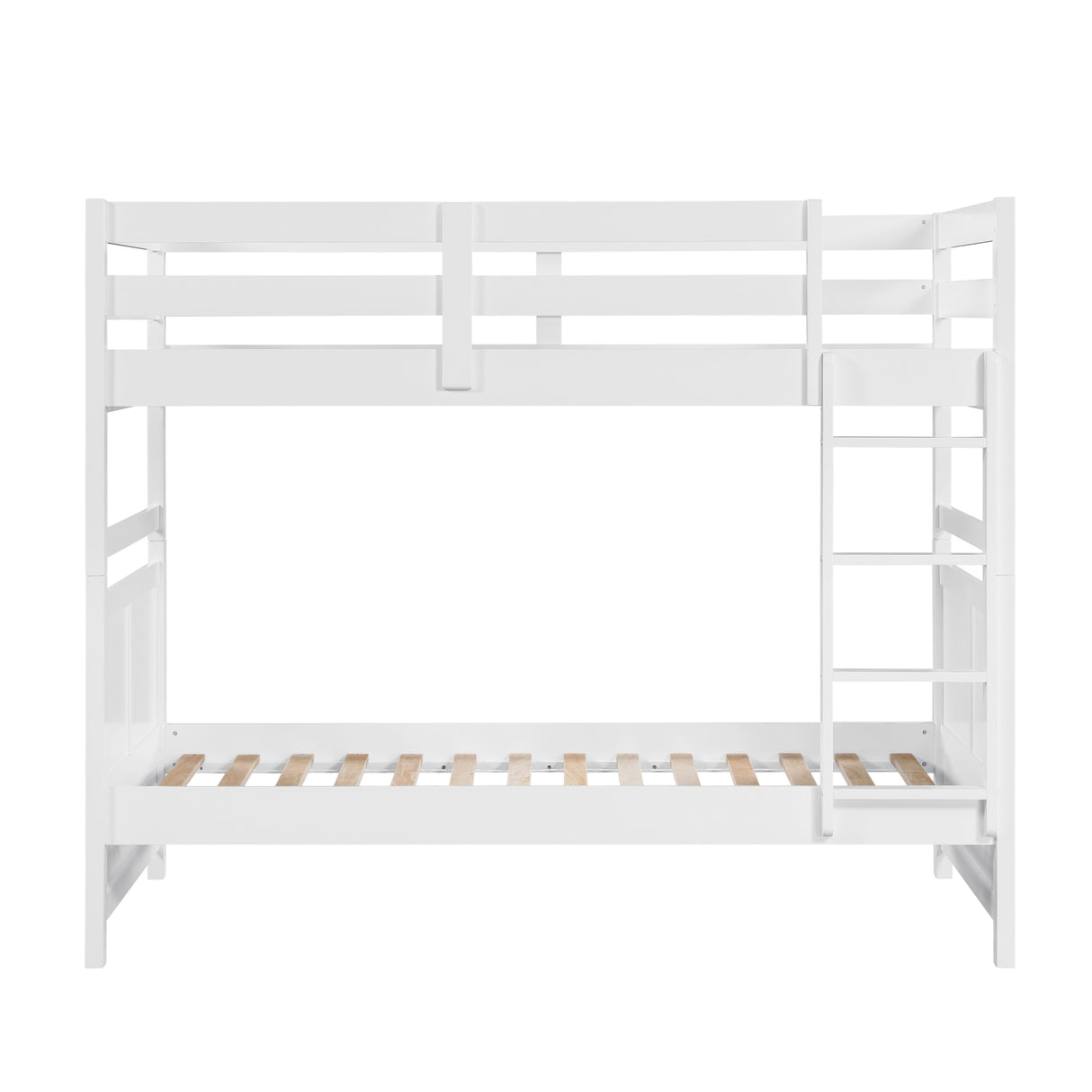 Bunk Bed Twin Over Twin White Finish Sturdy Wood Frame Guard Rails Youth Bedroom Furniture 1pc - sold by Home Elegance USA