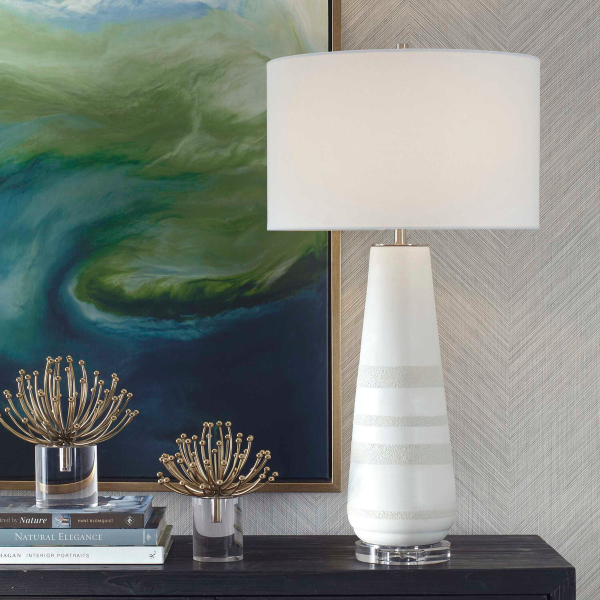 Santino Crackled Ivory Table Lamp - Beige by Uttermost - View 2