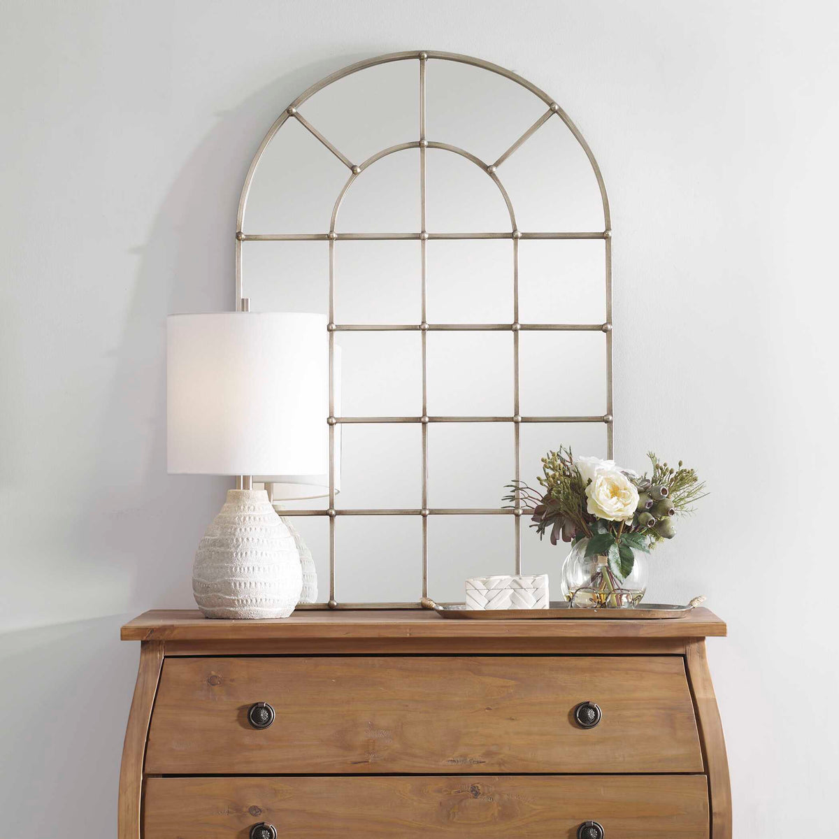 Barwell Arch Window Mirror - Silver by Uttermost - View 3
