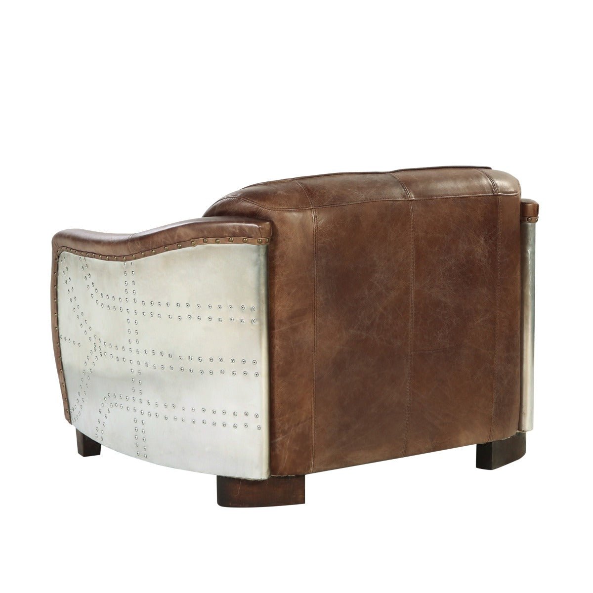 Brancaster Loveseat 53546 Retro Brown Top Grain Leather & Aluminum | Acme | Home Elegance USA