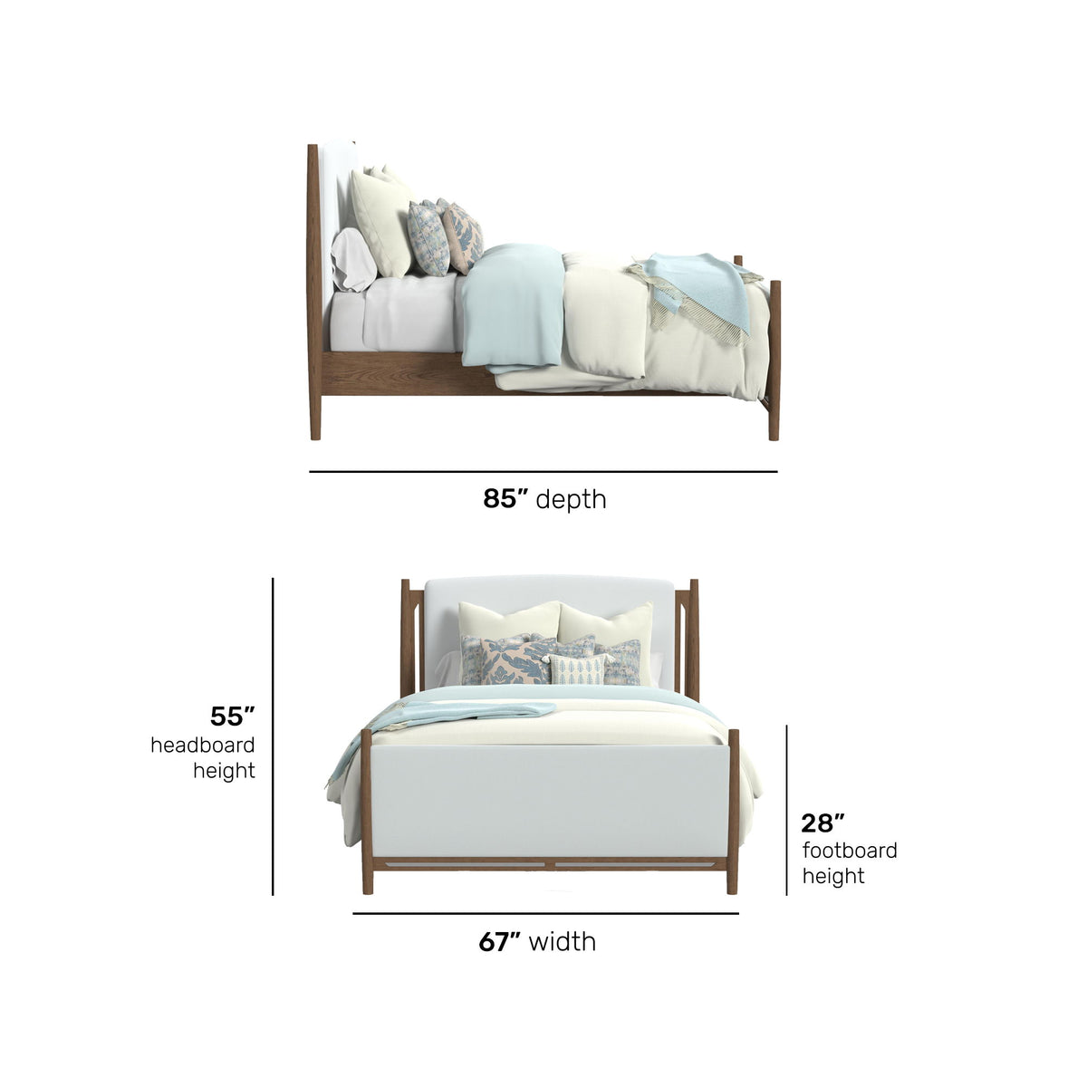 Verona Queen Upholstered Bed - White / Light Brown | Flexsteel