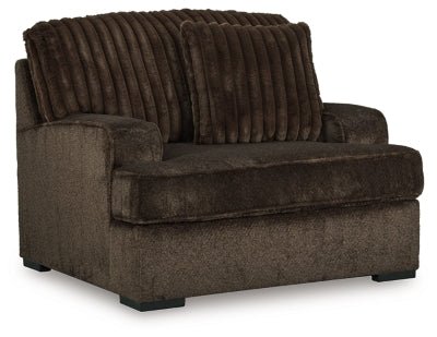 Ashley Chocolate Aylesworth Chair and a Half - Velvet | Home Elegance USA