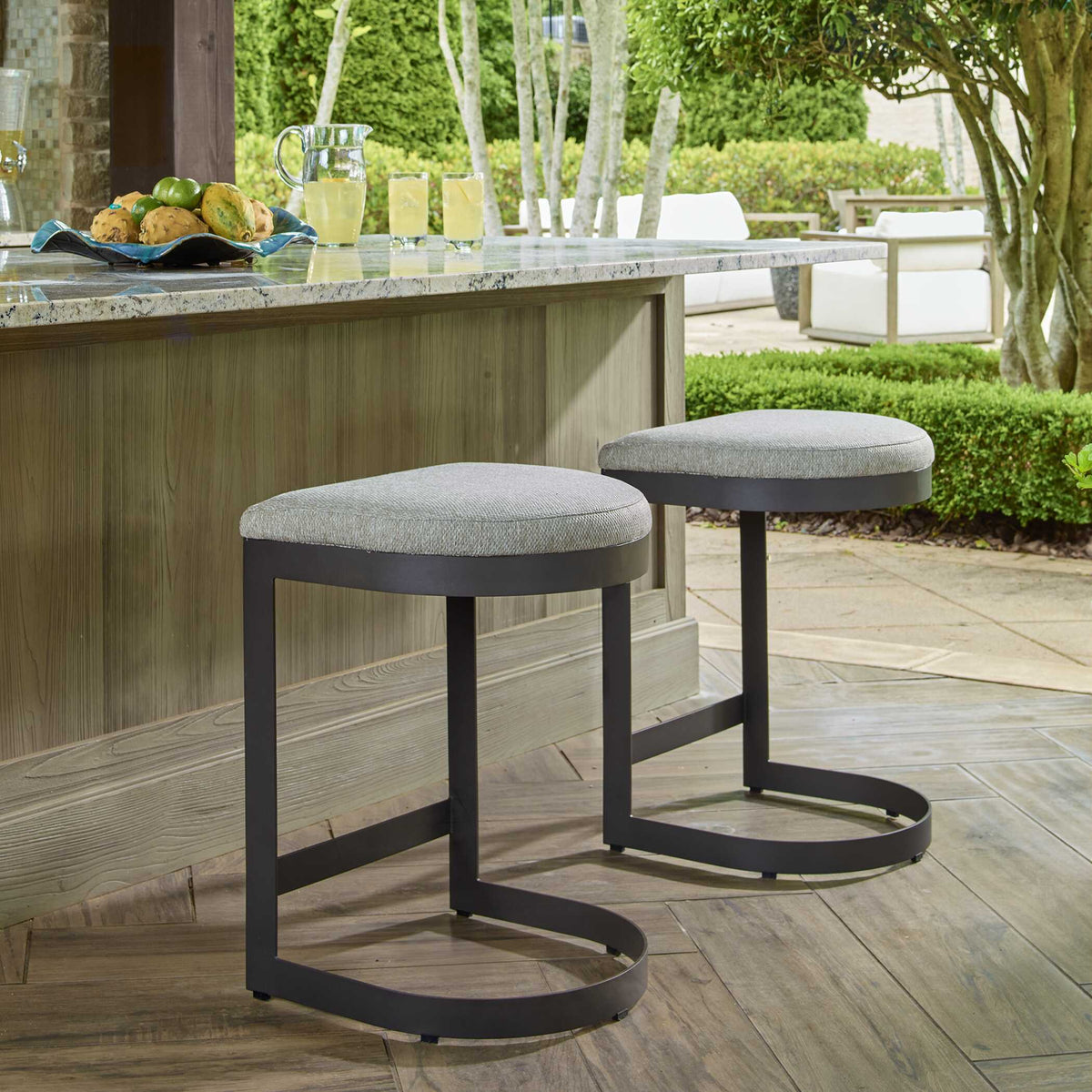 Maude Outdoor Counter Stool - White / Black by Uttermost - View 2