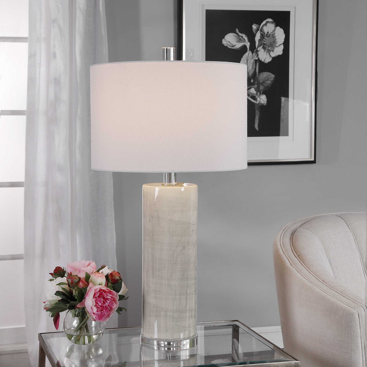 Zesiro Modern Table Lamp - Silver / White by Uttermost - View 4